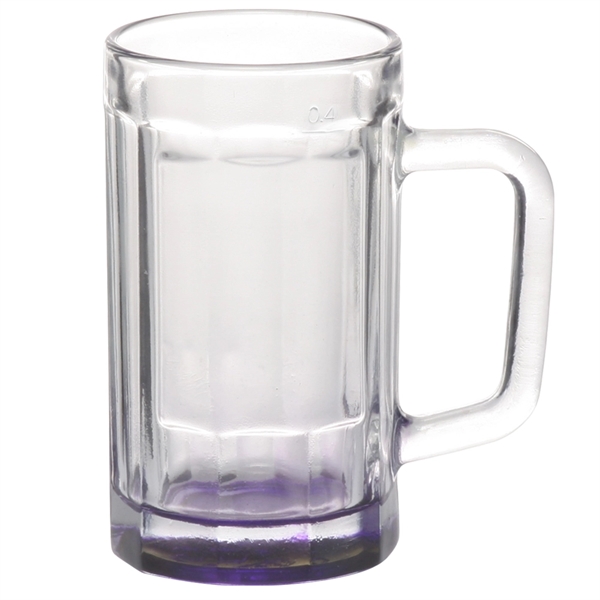 15 oz. beveled glass sports beer mug with center squared printing... from ASI 39552 BEL Promo