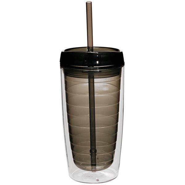 Econo 16 oz. double wall tumbler with lid and straw.... from ASI 39552 BEL Promo