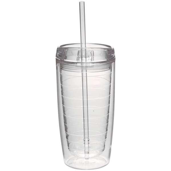Econo 16 oz. double wall tumbler with lid and straw.... from ASI 39552 BEL Promo