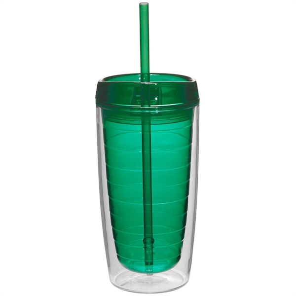 Econo 16 oz. double wall tumbler with lid and straw.... from ASI 39552 BEL Promo