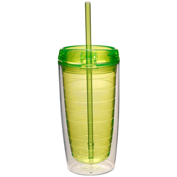 Econo 16 oz. double wall tumbler with lid and straw.... from ASI 39552 BEL Promo