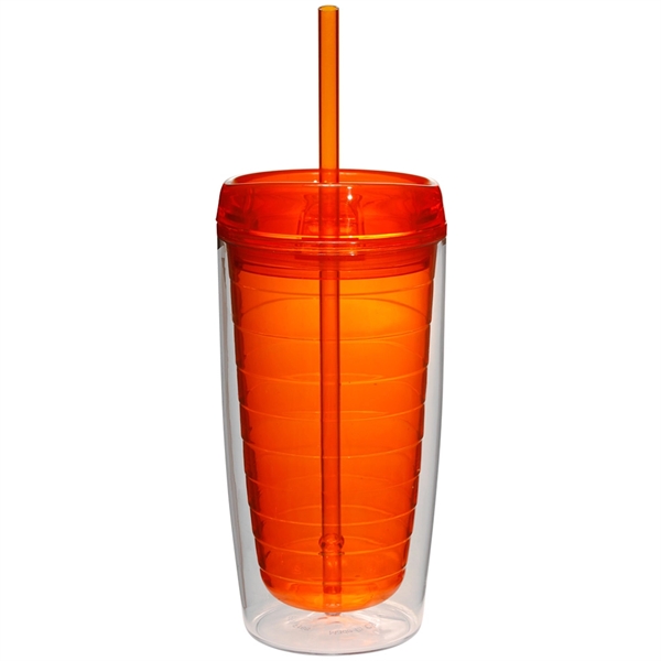 Econo 16 oz. double wall tumbler with lid and straw.... from ASI 39552 BEL Promo