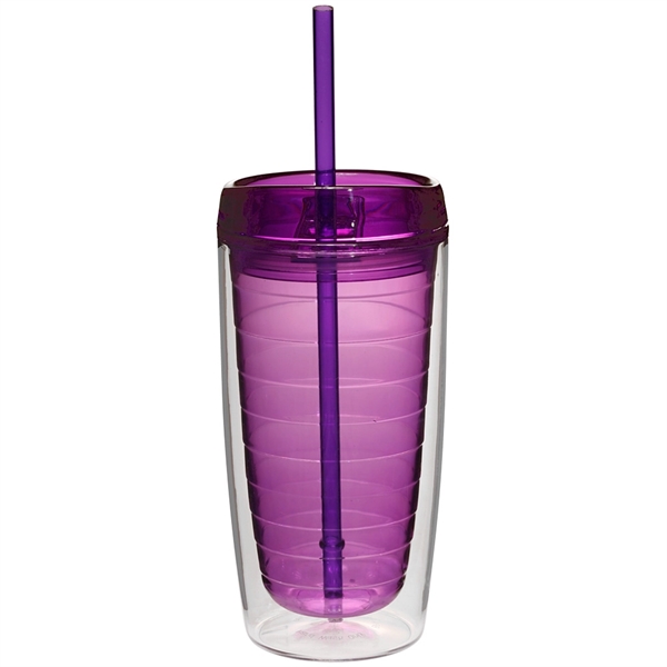 Econo 16 oz. double wall tumbler with lid and straw.... from ASI 39552 BEL Promo