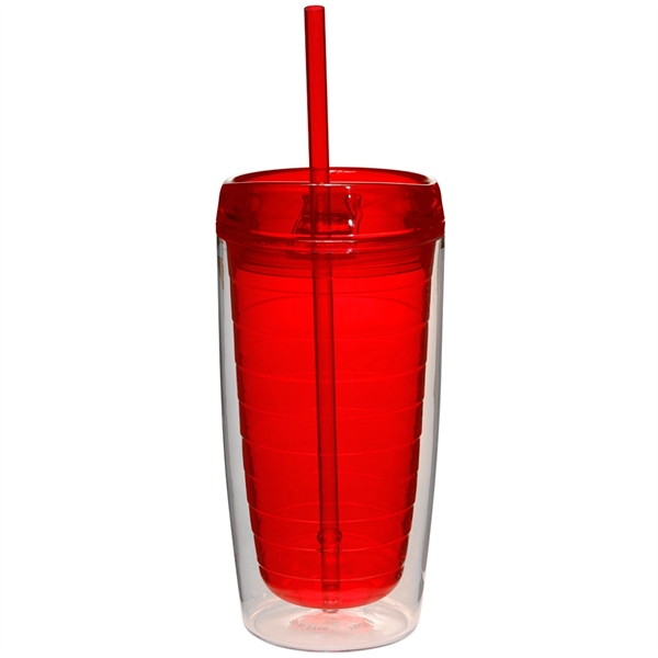 Econo 16 oz. double wall tumbler with lid and straw.... from ASI 39552 BEL Promo