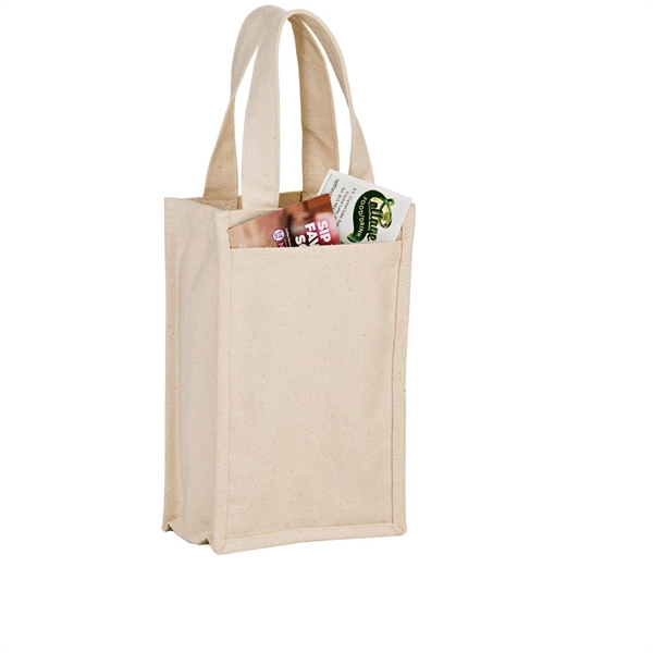 7" x 3" x 11" cotton canvas two-bottle wine tote with... from ASI 35290 American Ad Bag Co