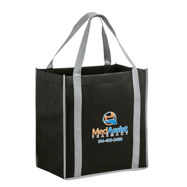 12" x 8" x 13" non-woven polypropylene two-tone tote with gusset... from ASI 35290 American Ad Bag Co