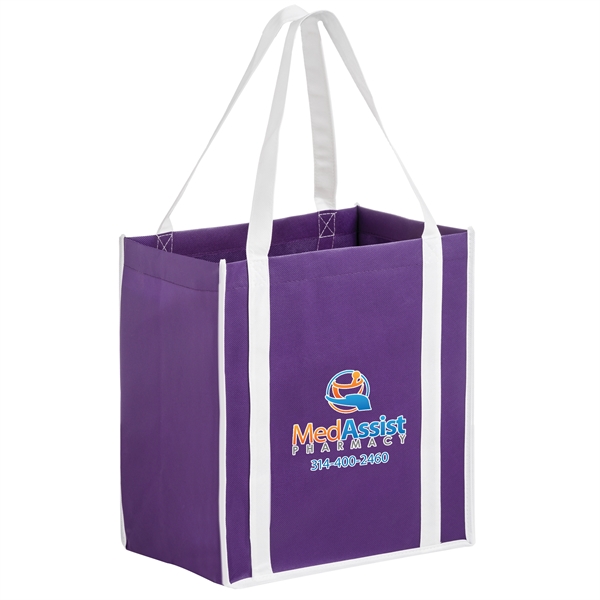 12" x 8" x 13" non-woven polypropylene two-tone tote with gusset... from ASI 35290 American Ad Bag Co