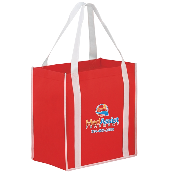 12" x 8" x 13" non-woven polypropylene two-tone tote with gusset... from ASI 35290 American Ad Bag Co