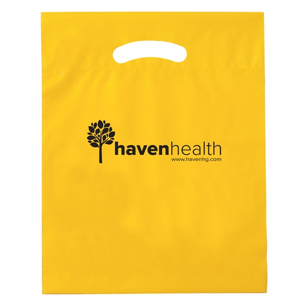 12" x 15" x 3" LDPE plastic bag with die-cut fold... from ASI 35290 American Ad Bag Co