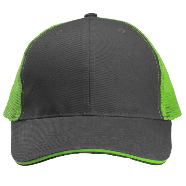 Six panel, structured trucker-style cap with two-tone vibrant coloring.... from ASI 39552 BEL Promo