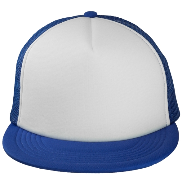 Optimized Summary Five panel unstructured trucker hat made of polyester and... from ASI 39552 BEL Promo