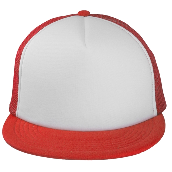 Optimized Summary Five panel unstructured trucker hat made of polyester and... from ASI 39552 BEL Promo