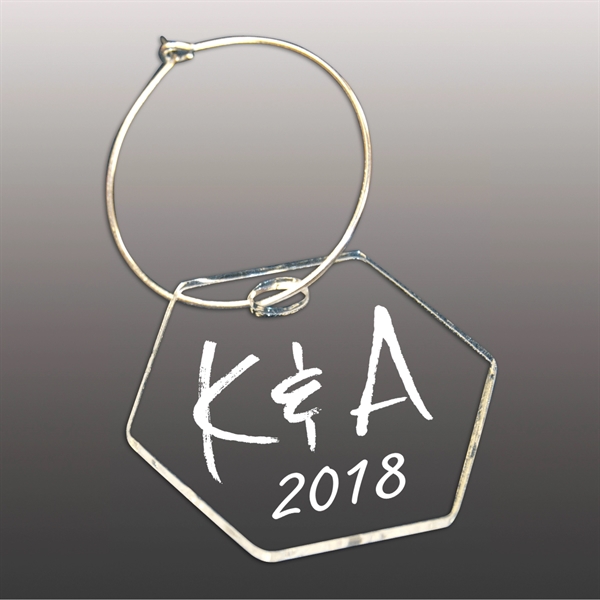 1/16" thick clear acrylic wine charm with silver ring and ultra... from ASI 72521 Morris Magnets