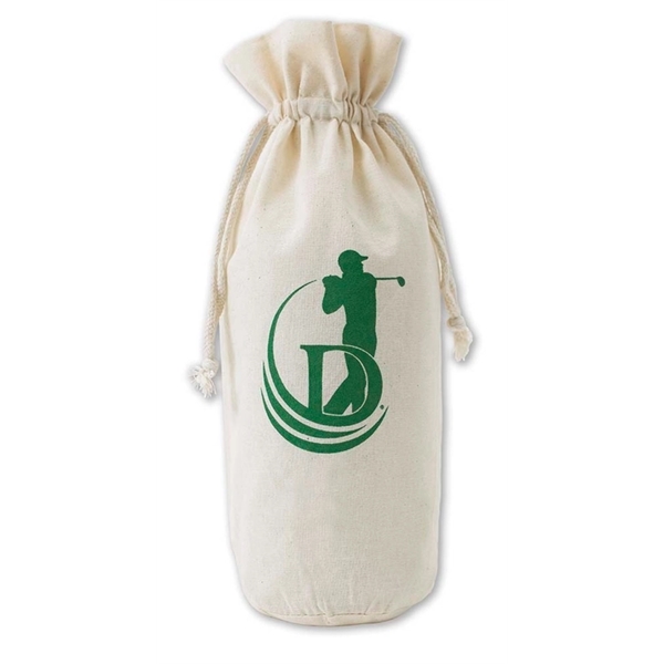 100% Natural Cotton Drawstring Wine Bag with round bottom construction.... from ASI 41630 Brave USA