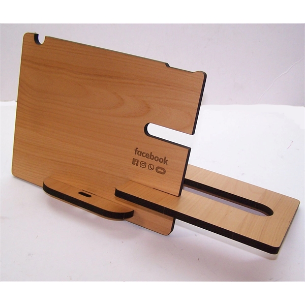 8" x 8" x 0.375" wooden desk organizer for phones, glasses,... from ASI 92531 Unique Custom Products / UCP