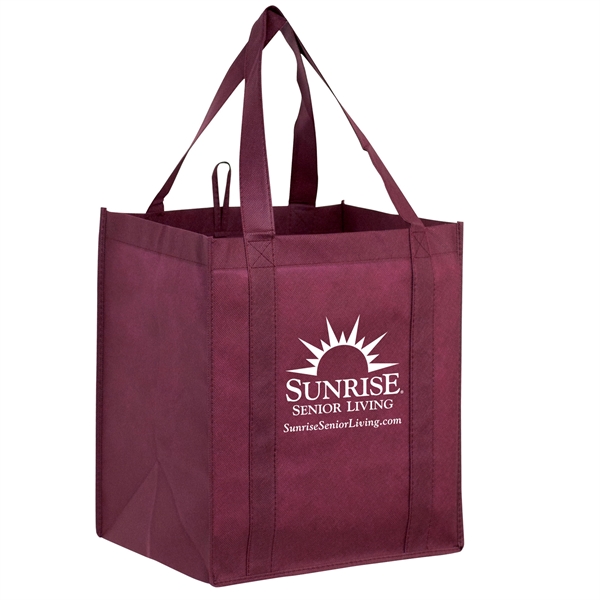 12" x 8" x 13" non-woven polypropylene grocery tote with gusset,... from ASI 35290 American Ad Bag Co