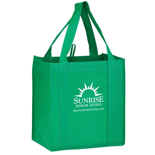 12" x 8" x 13" non-woven polypropylene grocery tote with gusset,... from ASI 35290 American Ad Bag Co