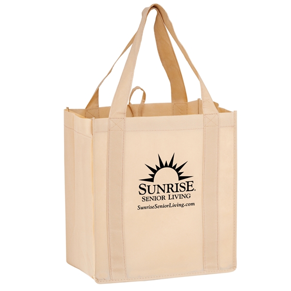 12" x 8" x 13" non-woven polypropylene grocery tote with gusset,... from ASI 35290 American Ad Bag Co