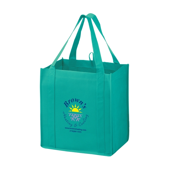 12" x 8" x 13" non-woven polypropylene grocery tote with gusset,... from ASI 35290 American Ad Bag Co