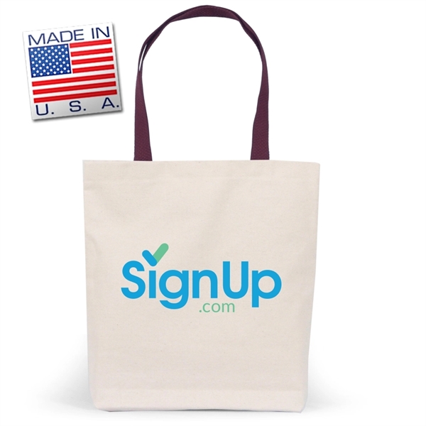 Mini-Me gusset tote in natural canvas with polyweb handles. Eco-friendly solution.... from ASI 66230 Landes Inc