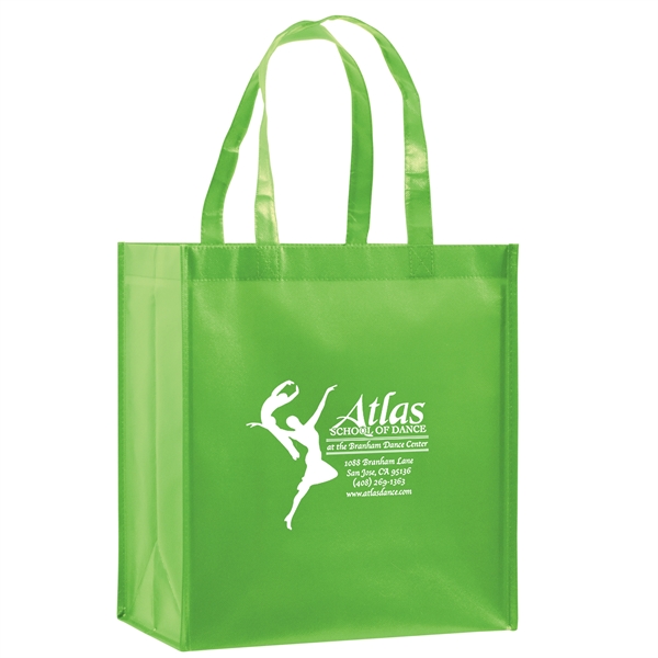 12" x 8" x 13" glossy metallic non-woven PP laminated tote... from ASI 35290 American Ad Bag Co