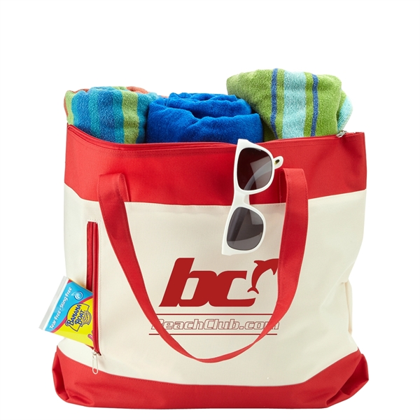 Beach Tote bag made from 600 denier polyester with zippered main... from ASI 52840 Evans Manufacturing