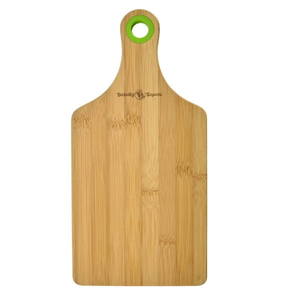 Bamboo charcuterie cheese board with a silicone accent ring on top... from ASI 52840 Evans Manufacturing