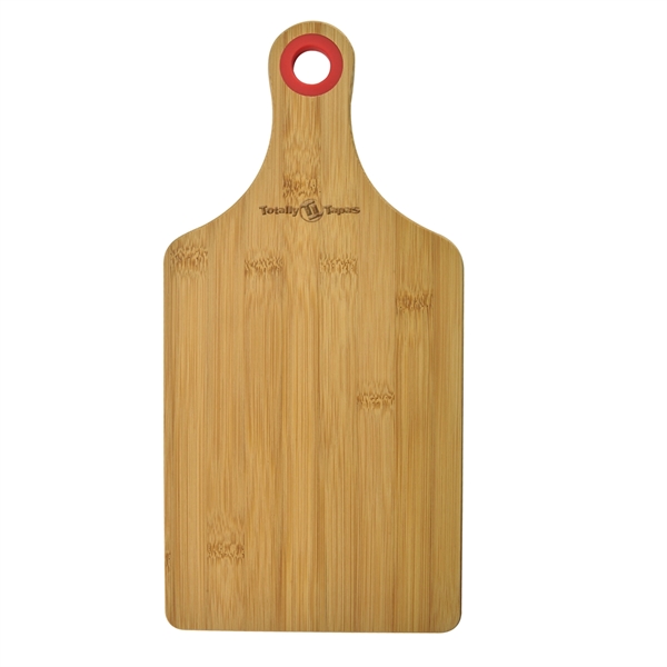 Bamboo charcuterie cheese board with a silicone accent ring on top... from ASI 52840 Evans Manufacturing