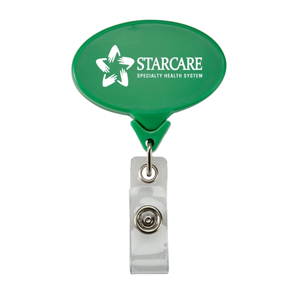 Oval shaped retractable badge reel with 30" sturdy nylon retracting cord... from ASI 52840 Evans Manufacturing