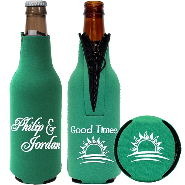 Neoprene™ Zipper Bottle Holder. Holds 12oz. longneck bottle.... from ASI 35745 American Zebra Line/AZL
