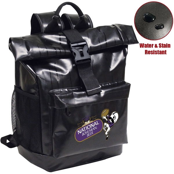 heavy gauge tarpaulin material, ,backpack is water and stain resistant, padded... from ASI 79384 Preferred Nation Inc