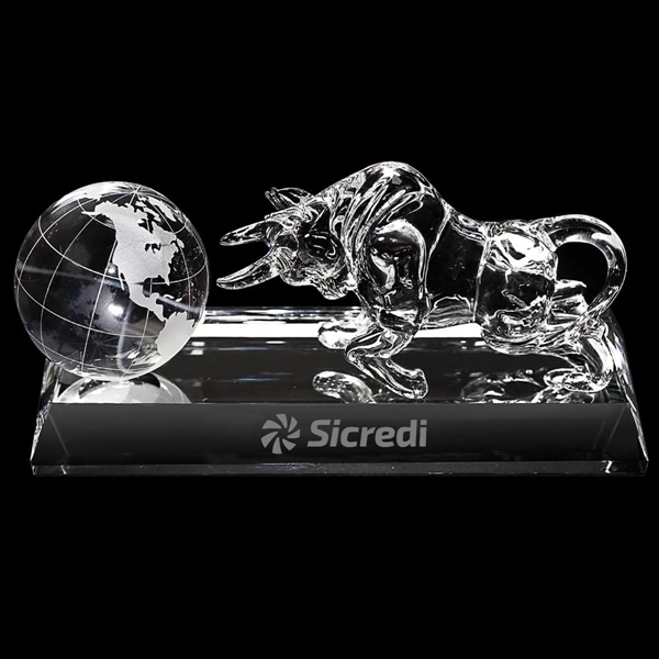 All crystal Bull and Globe award set.... from ASI 40544 Binaco / Binaline