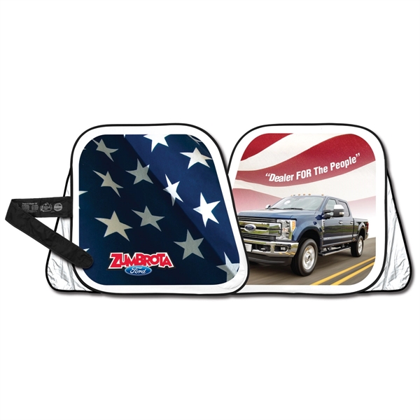 Full Color Full Bleed Patented Dual panel with Pivot sun shade... from ASI 37586 Auto-Sun-shade/Intertek