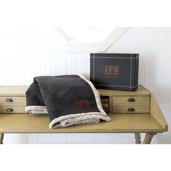 Rich faux leather throw blanket measuring 50" x 60"... from ASI 73520 Neet Feet / Kanata Blanket