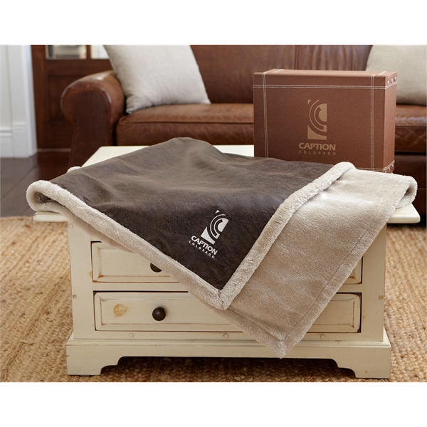 Rich faux leather throw blanket measuring 50" x 60"... from ASI 73520 Neet Feet / Kanata Blanket