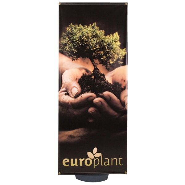 outdoor banner stand with water base holds grommeted banners 27.5" x... from ASI 30442 Above & Beyond Advertising Products