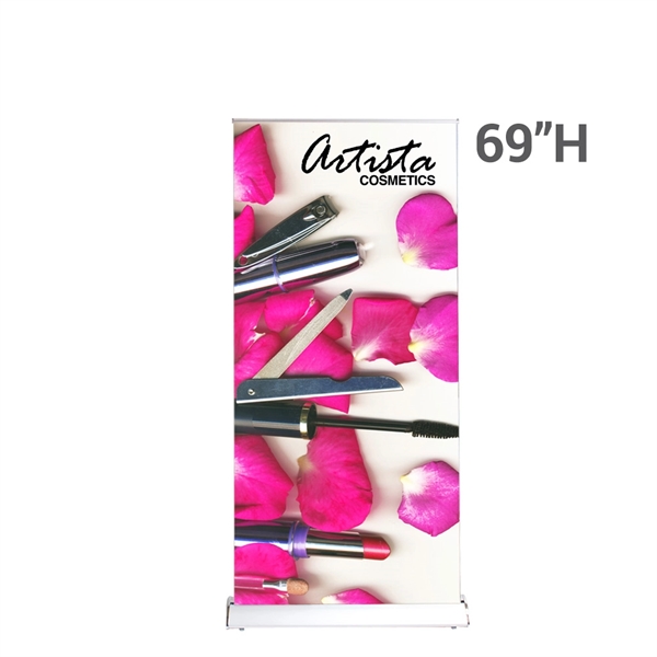 Custom text and graphic adjustable retractable banner stand.... from ASI 30442 Above & Beyond Advertising Products