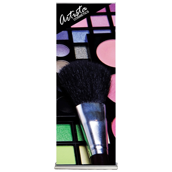 Retractable promotional vinyl banner stand.... from ASI 30442 Above & Beyond Advertising Products