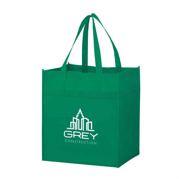 13" x 10" x 15" non-woven polypropylene grocery tote with hemmed... from ASI 35290 American Ad Bag Co