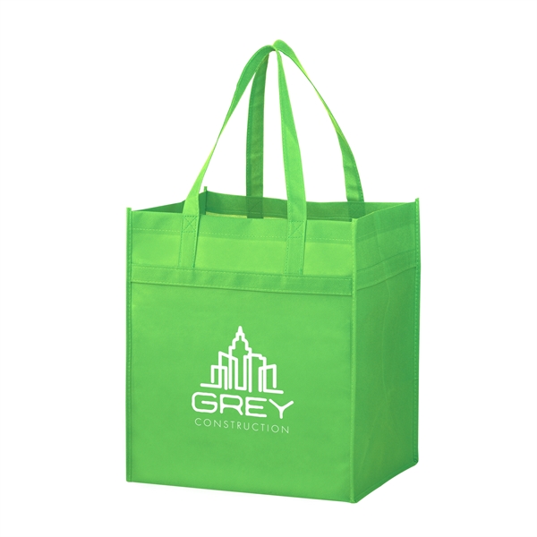 13" x 10" x 15" non-woven polypropylene grocery tote with hemmed... from ASI 35290 American Ad Bag Co