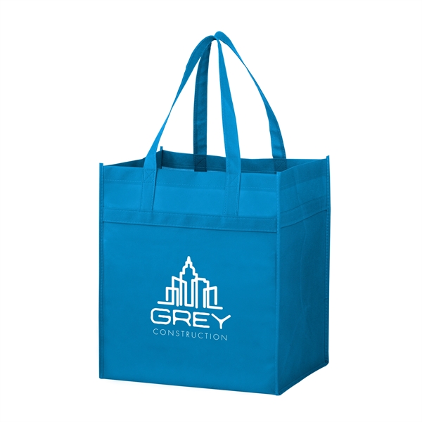 13" x 10" x 15" non-woven polypropylene grocery tote with hemmed... from ASI 35290 American Ad Bag Co