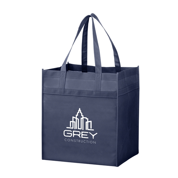 13" x 10" x 15" non-woven polypropylene grocery tote with hemmed... from ASI 35290 American Ad Bag Co