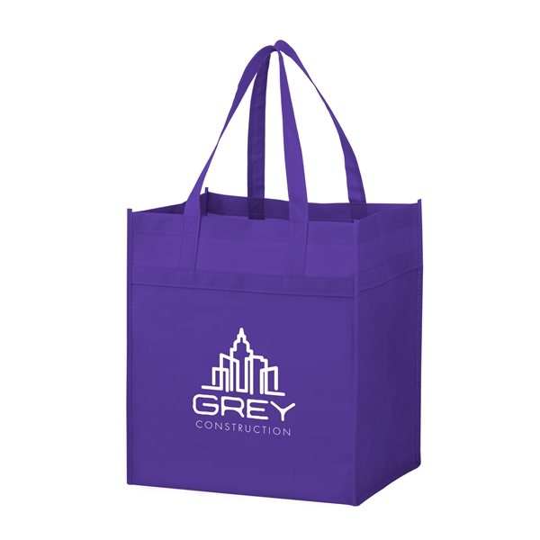 13" x 10" x 15" non-woven polypropylene grocery tote with hemmed... from ASI 35290 American Ad Bag Co