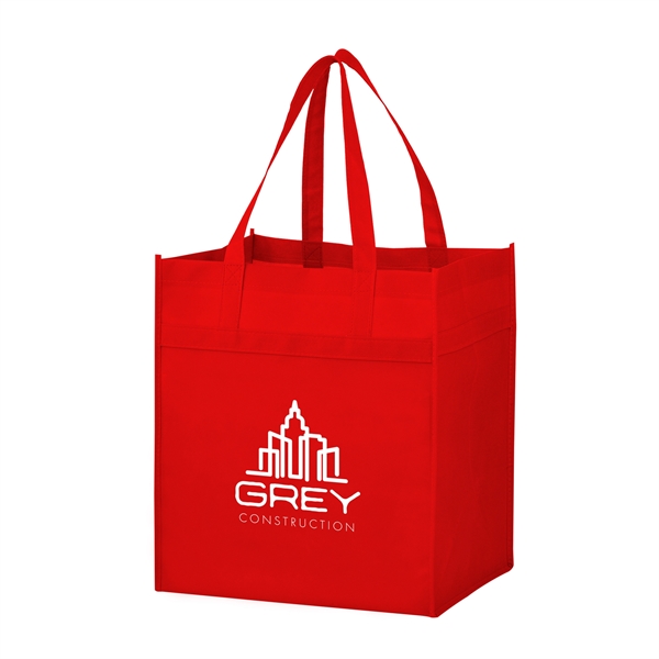 13" x 10" x 15" non-woven polypropylene grocery tote with hemmed... from ASI 35290 American Ad Bag Co