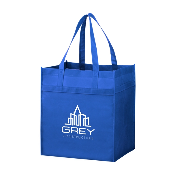 13" x 10" x 15" non-woven polypropylene grocery tote with hemmed... from ASI 35290 American Ad Bag Co
