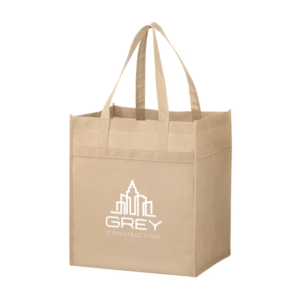 13" x 10" x 15" non-woven polypropylene grocery tote with hemmed... from ASI 35290 American Ad Bag Co
