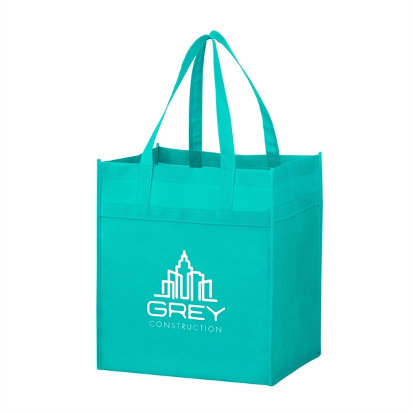 13" x 10" x 15" non-woven polypropylene grocery tote with hemmed... from ASI 35290 American Ad Bag Co