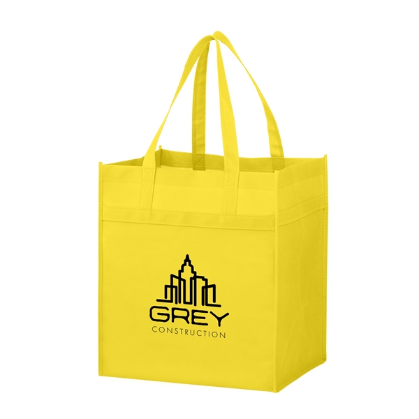 13" x 10" x 15" non-woven polypropylene grocery tote with hemmed... from ASI 35290 American Ad Bag Co