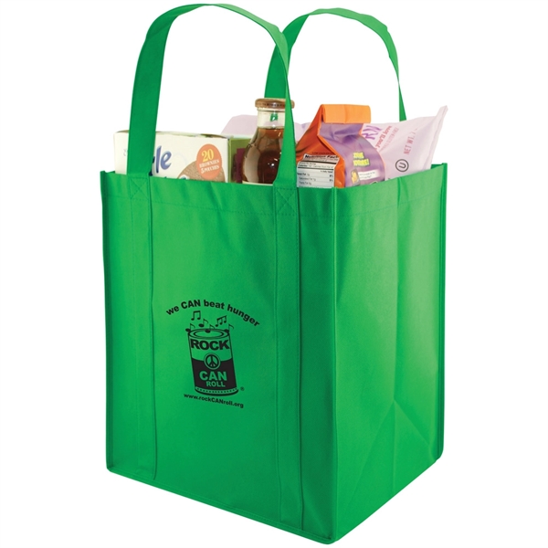 13" x 15" x 10" non-woven polypropylene grocery tote bag with... from ASI 75731 PWS / Pacific Western Sales/PWS