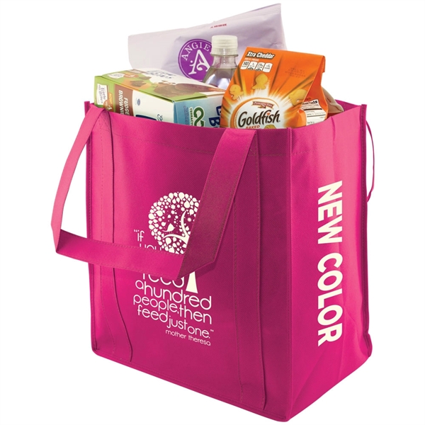 13" x 15" x 10" non-woven polypropylene grocery tote bag with... from ASI 75731 PWS / Pacific Western Sales/PWS